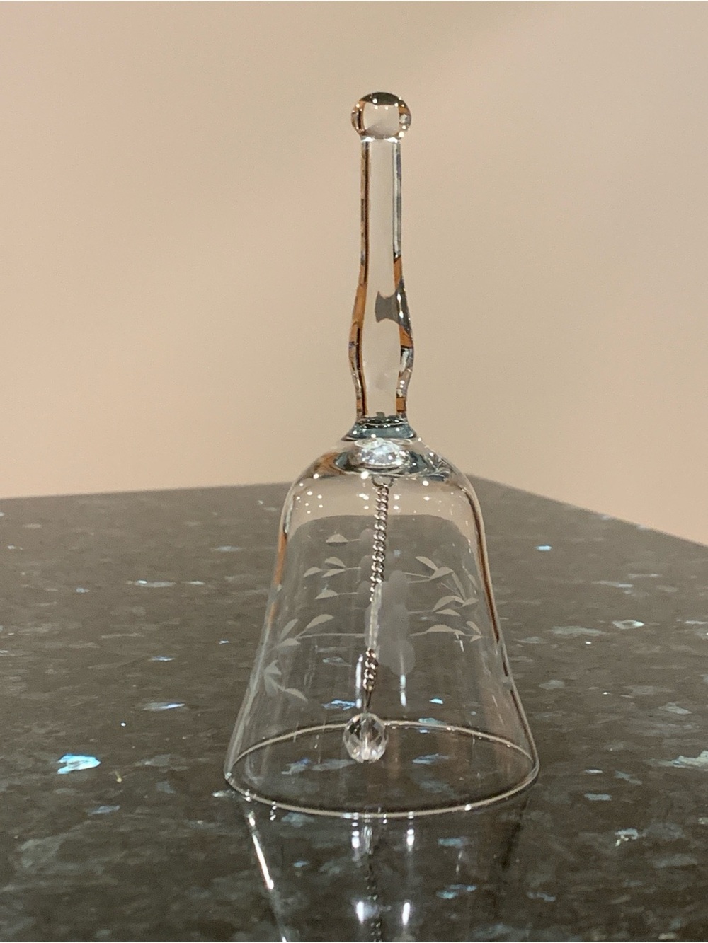 Vintage Princess House 6" Handblown Crystal Etched Dinner Bell Heritage Design